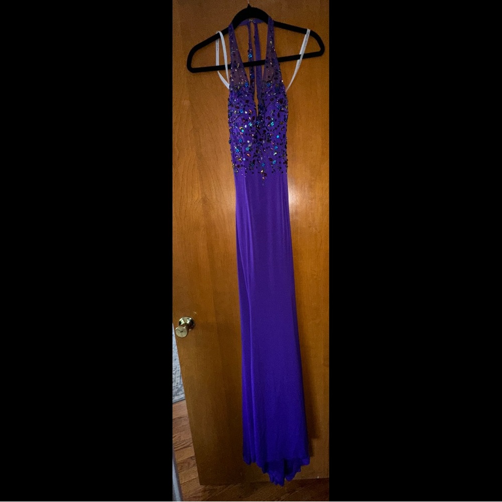 Stunning Purple Gown with Embellished Bodice